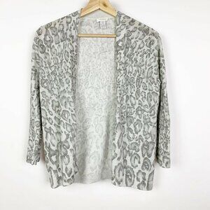 Chicos Cardigan Sweater Animal Print Metallic